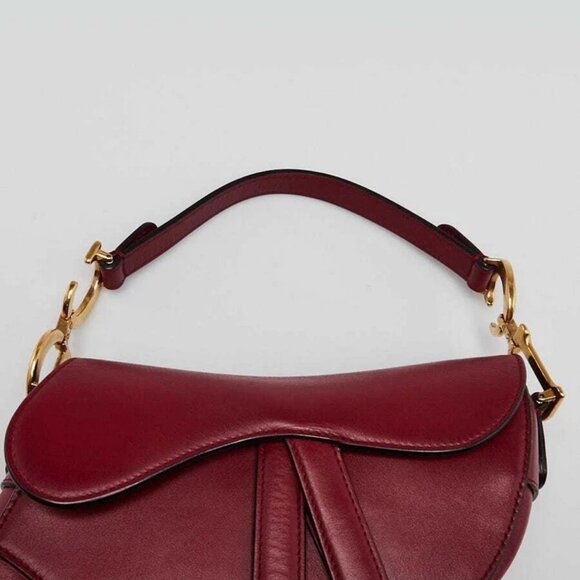 Christian Dior Red Smooth Leather Mini Saddle Bag - Picture 7 of 10
